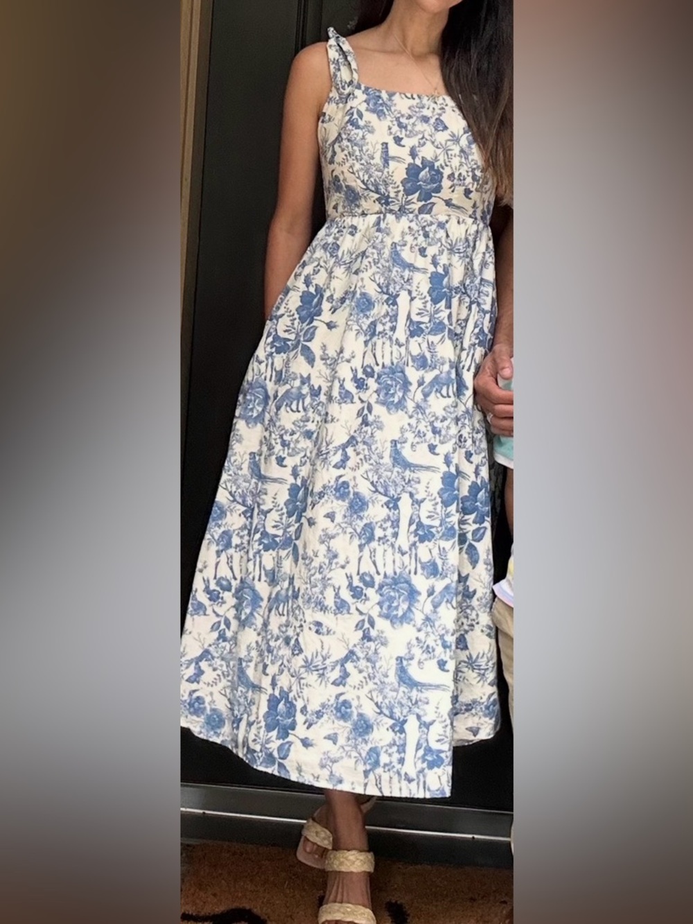 Lush Blue and Cream Floral Maxi Dress